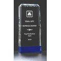 Premium Series Clear Crystal Trophy w/ Cobalt Blue Base (4"x8 3/4")